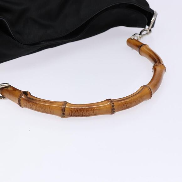 GUCCI Bamboo Shoulder Bag Nylon Black Silver 001 001 - Picture 7 of 13